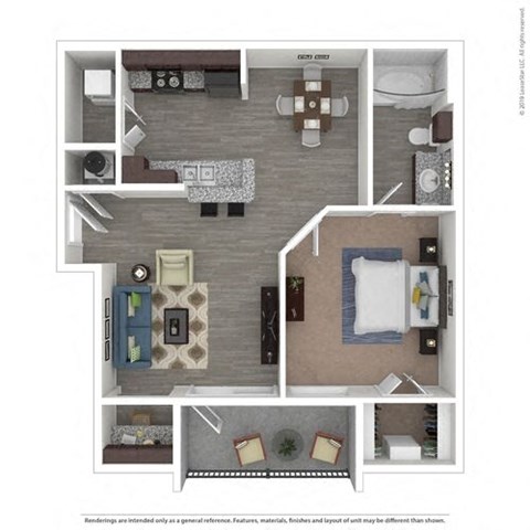 a floor plan of a 1 bedroom apartment